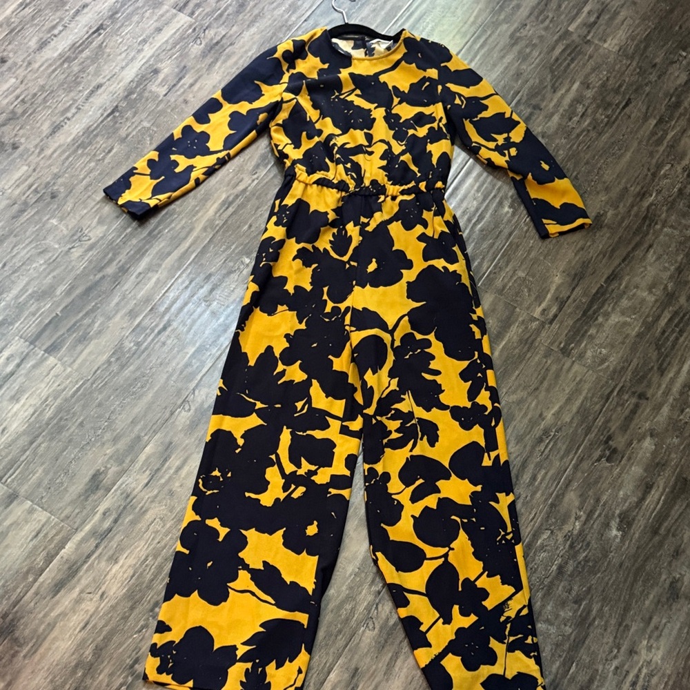 Floral Black and Yellow Jumpsuit